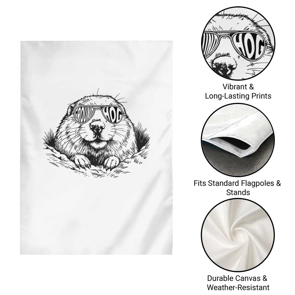 Funny Groundhog Face Woodchuck Sunglassess Garden Flag TS11 Print Your Wear