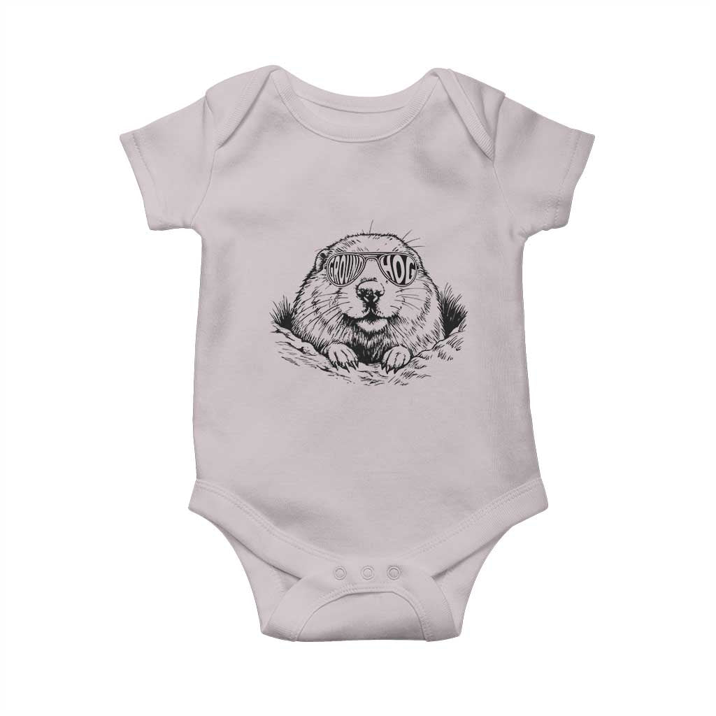Funny Groundhog Face Woodchuck Sunglassess Baby Onesie TS11 Ice Gray Print Your Wear