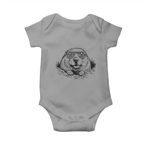 Funny Groundhog Face Woodchuck Sunglassess Baby Onesie TS11 Sport Gray Print Your Wear