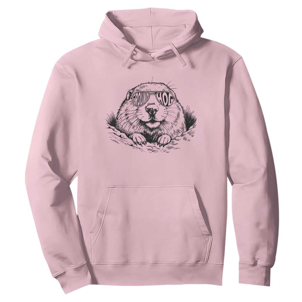 Funny Groundhog Face Woodchuck Sunglassess Hoodie TS11 Light Pink Print Your Wear