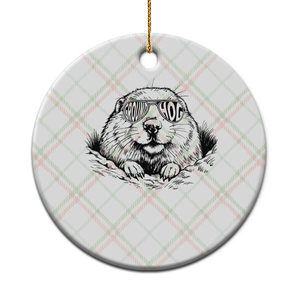 Funny Groundhog Face Woodchuck Sunglassess Ceramic Ornament TS11 1pc Christmas Plaid Print Your Wear