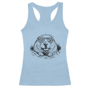 Funny Groundhog Face Woodchuck Sunglassess Racerback Tank Top TS11 Light Blue Print Your Wear