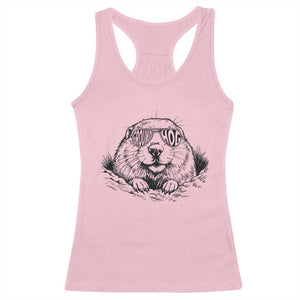 Funny Groundhog Face Woodchuck Sunglassess Racerback Tank Top TS11 Light Pink Print Your Wear
