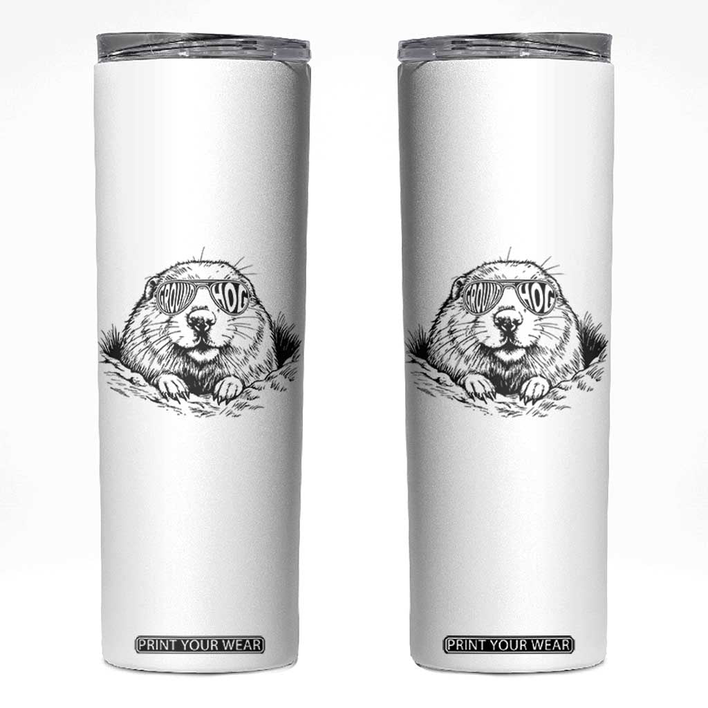 Funny Groundhog Face Woodchuck Sunglassess Skinny Tumbler TS11 White Print Your Wear