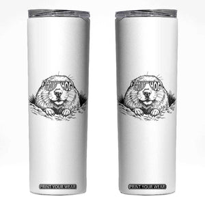 Funny Groundhog Face Woodchuck Sunglassess Skinny Tumbler TS11 White Print Your Wear