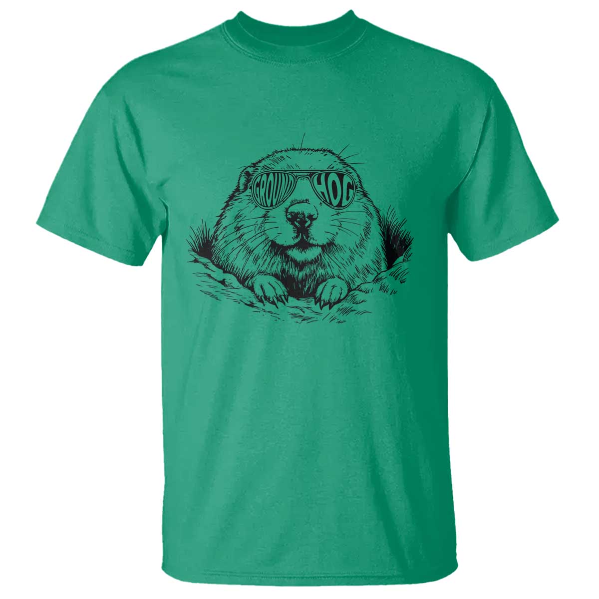 Funny Groundhog Face Woodchuck Sunglassess T Shirt TS11 Irish Green Print Your Wear