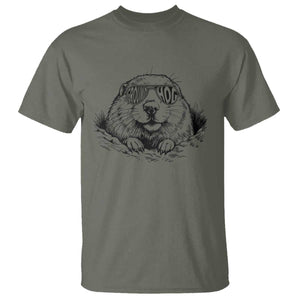Funny Groundhog Face Woodchuck Sunglassess T Shirt TS11 Military Green Print Your Wear
