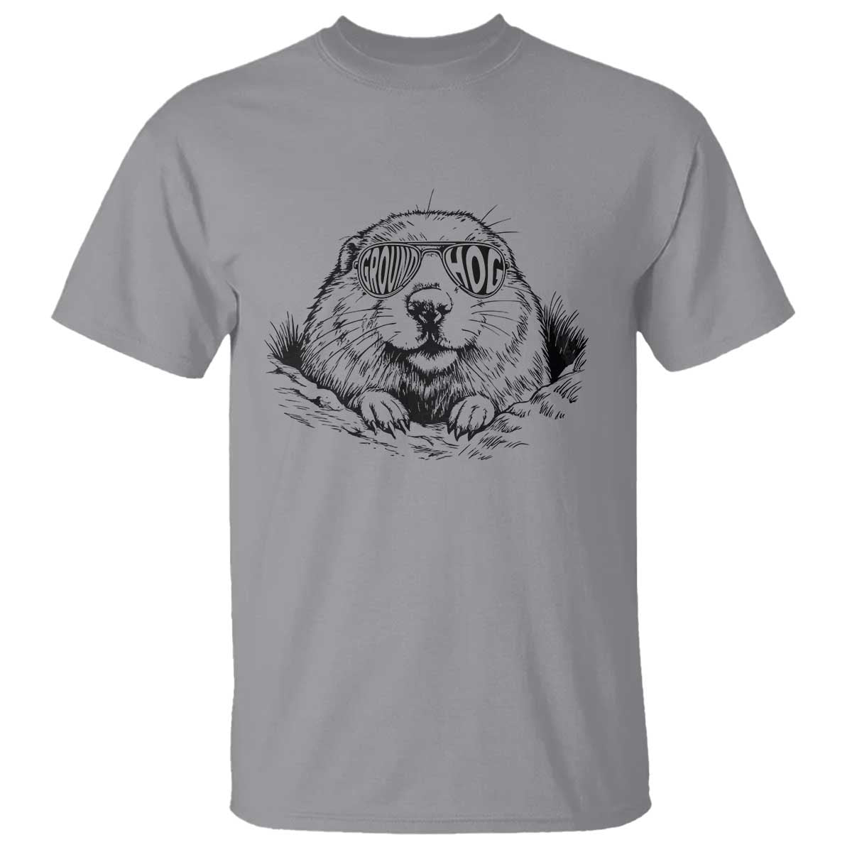 Funny Groundhog Face Woodchuck Sunglassess T Shirt TS11 Sport Gray Print Your Wear