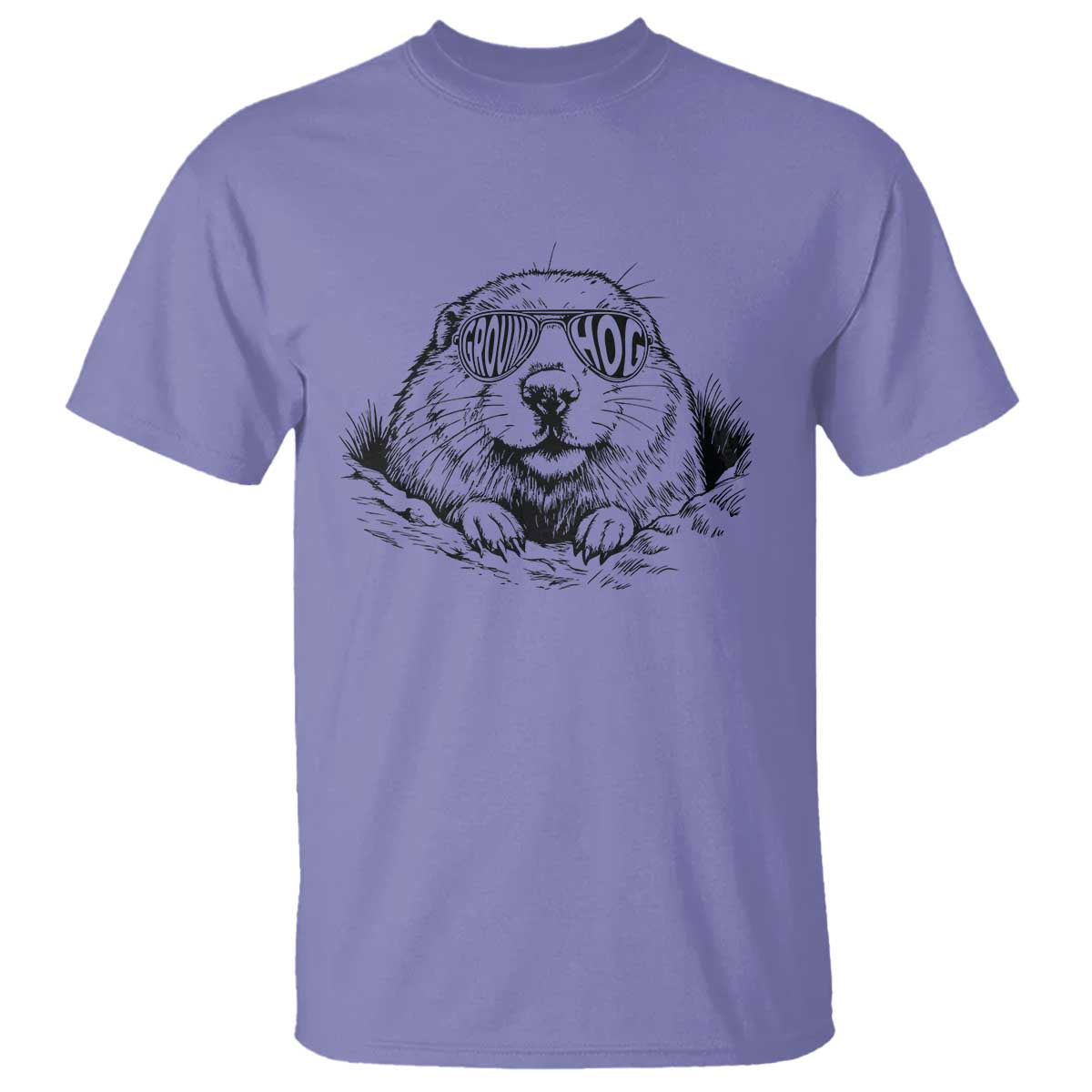 Funny Groundhog Face Woodchuck Sunglassess T Shirt TS11 Violet Print Your Wear