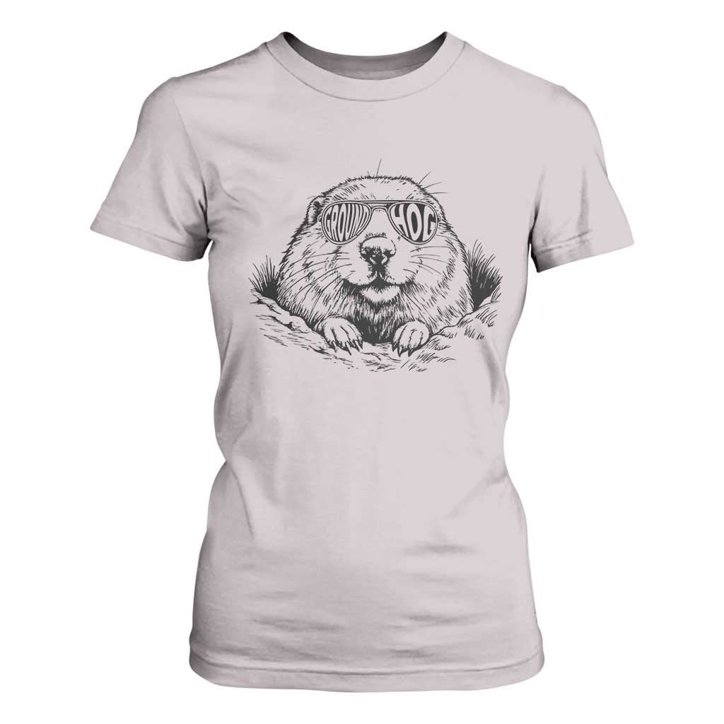 Funny Groundhog Face Woodchuck Sunglassess T Shirt For Women TS11 Ice Gray Print Your Wear