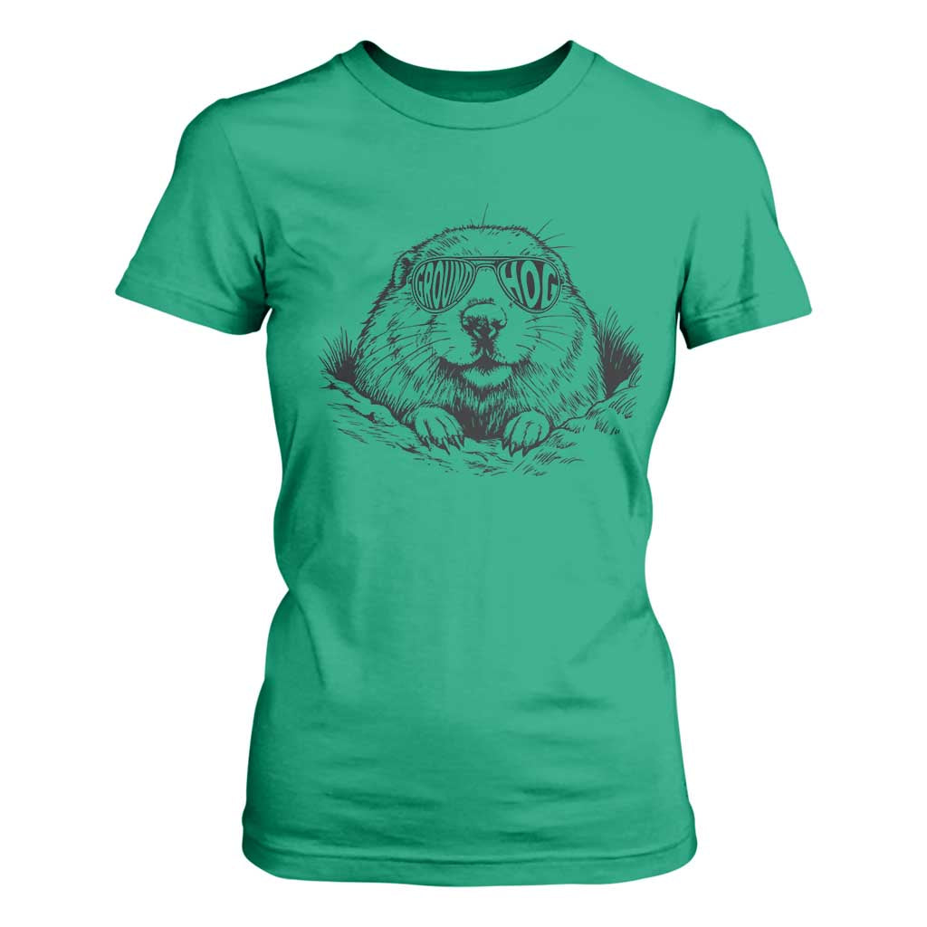Funny Groundhog Face Woodchuck Sunglassess T Shirt For Women TS11 Irish Green Print Your Wear