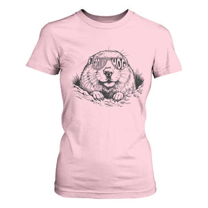 Funny Groundhog Face Woodchuck Sunglassess T Shirt For Women TS11 Light Pink Print Your Wear