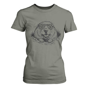 Funny Groundhog Face Woodchuck Sunglassess T Shirt For Women TS11 Military Green Print Your Wear