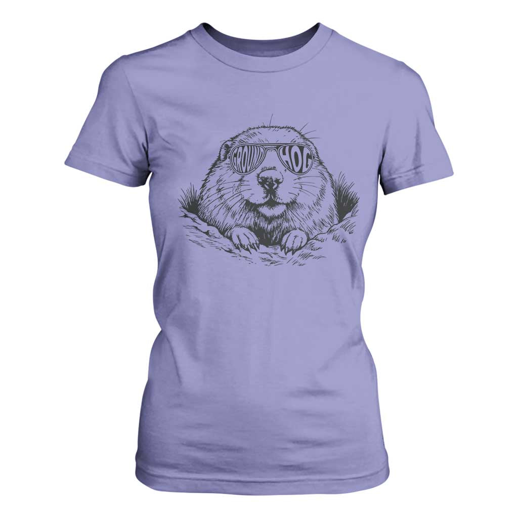 Funny Groundhog Face Woodchuck Sunglassess T Shirt For Women TS11 Violet Print Your Wear