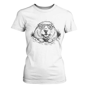 Funny Groundhog Face Woodchuck Sunglassess T Shirt For Women TS11 White Print Your Wear
