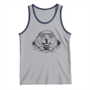 Funny Groundhog Face Woodchuck Sunglassess Tank Top TS11 Athletic Heather Navy Print Your Wear