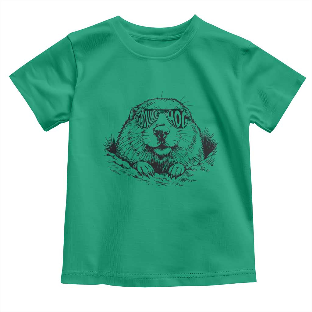 Funny Groundhog Face Woodchuck Sunglassess Toddler T Shirt TS11 Irish Green Print Your Wear