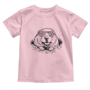 Funny Groundhog Face Woodchuck Sunglassess Toddler T Shirt TS11 Light Pink Print Your Wear