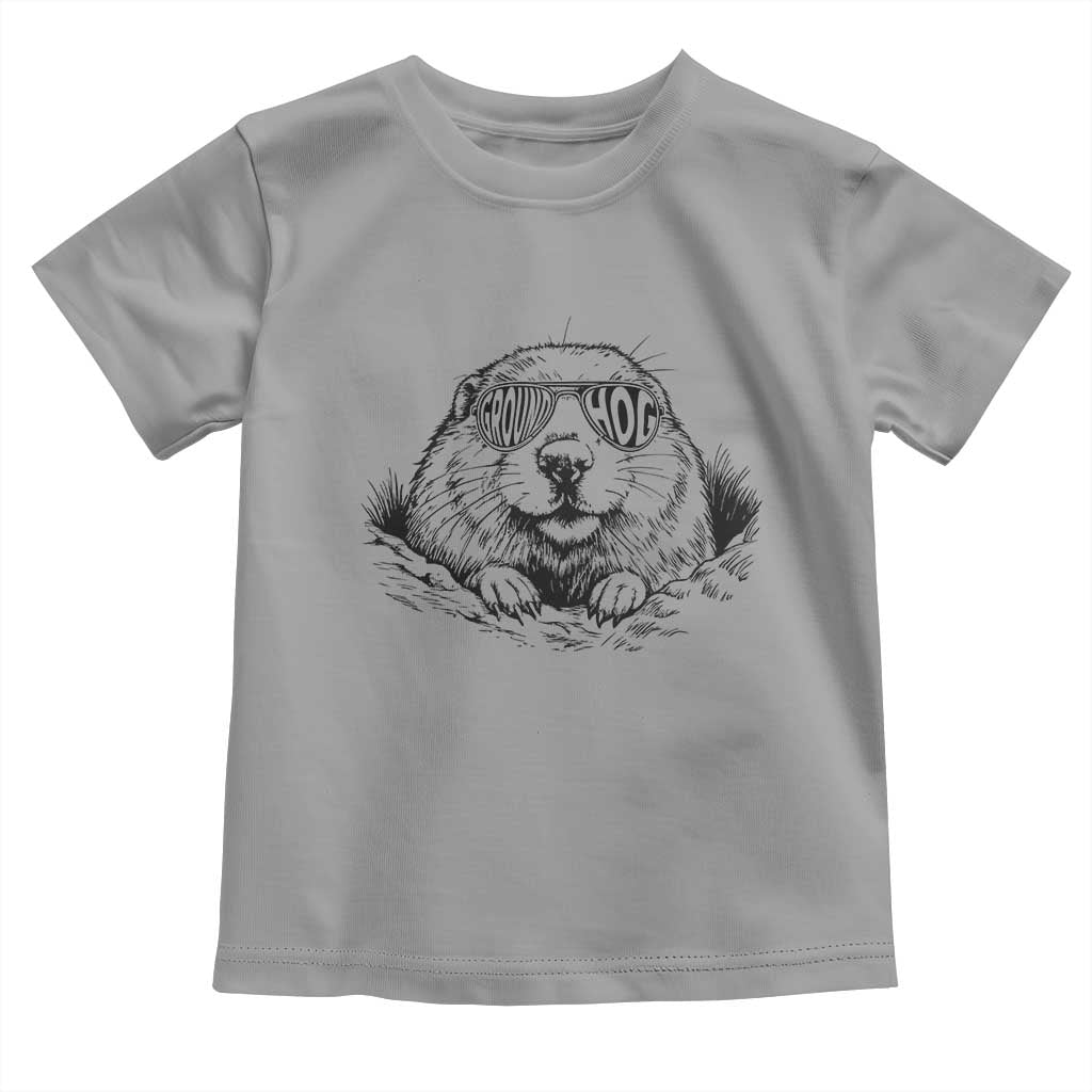 Funny Groundhog Face Woodchuck Sunglassess Toddler T Shirt TS11 Sport Gray Print Your Wear
