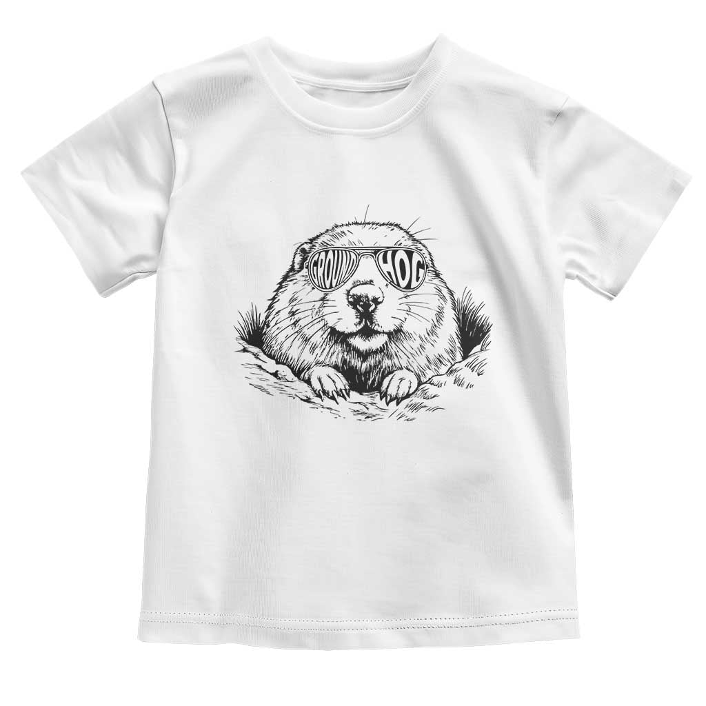 Funny Groundhog Face Woodchuck Sunglassess Toddler T Shirt TS11 White Print Your Wear