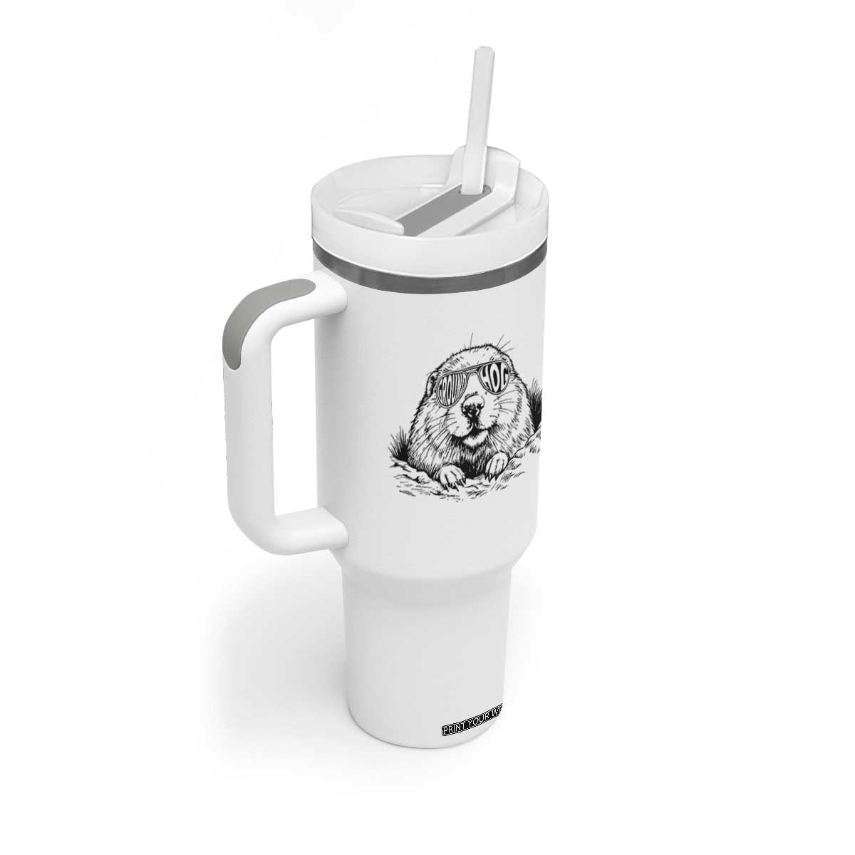 Funny Groundhog Face Woodchuck Sunglassess Tumbler With Handle TS11 Print Your Wear
