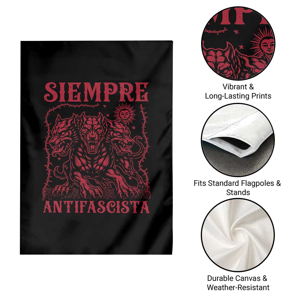 Siempre Antifascista Garden Flag Anti Fascism Protest Vintage Hydra Dog TS11 Print Your Wear