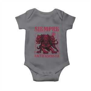 Siempre Antifascista Baby Onesie Anti Fascism Protest Vintage Hydra Dog TS11 Charcoal Print Your Wear