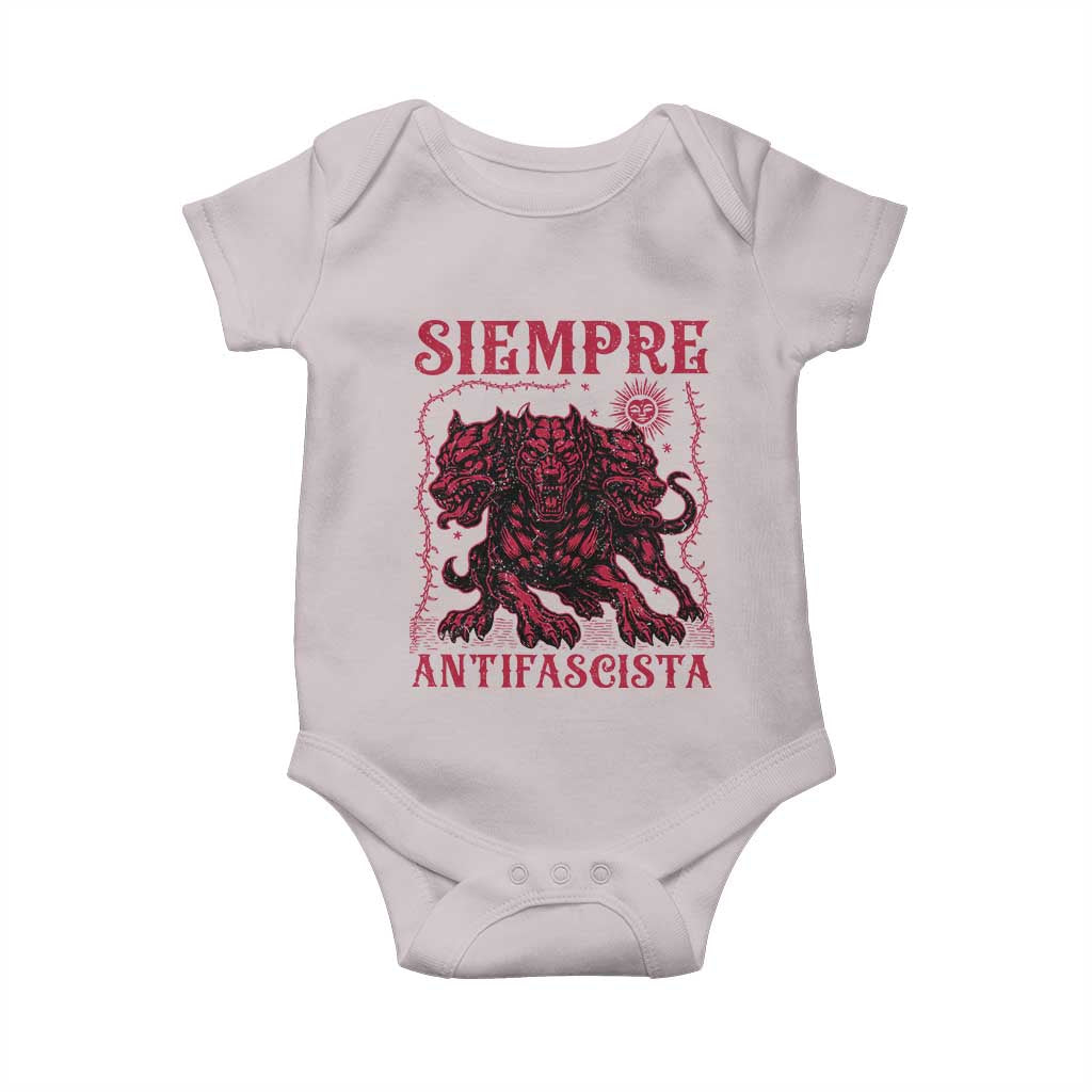Siempre Antifascista Baby Onesie Anti Fascism Protest Vintage Hydra Dog TS11 Ice Gray Print Your Wear