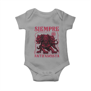 Siempre Antifascista Baby Onesie Anti Fascism Protest Vintage Hydra Dog TS11 Sport Gray Print Your Wear