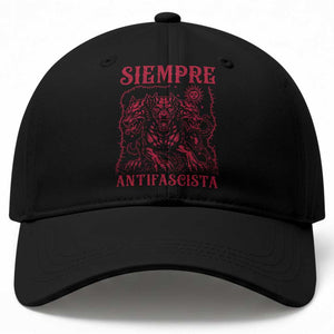Siempre Antifascista Baseball Cap Anti Fascism Protest Vintage Hydra Dog TS11 Print Your Wear