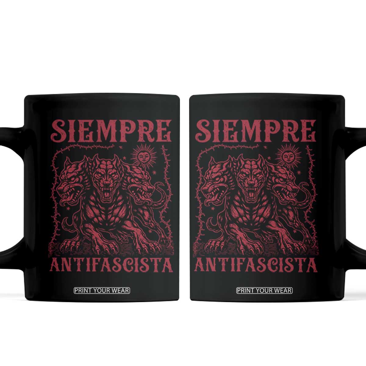 Siempre Antifascista Coffee Mug Anti Fascism Protest Vintage Hydra Dog TS11 Black Print Your Wear
