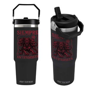 Siempre Antifascista Flip Straw Tumbler Anti Fascism Protest Vintage Hydra Dog TS11 One Size: 30 oz Black Print Your Wear