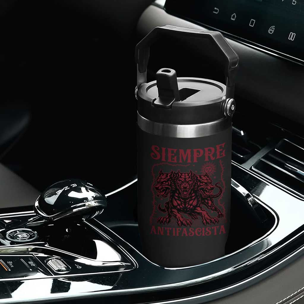 Siempre Antifascista Flip Straw Tumbler Anti Fascism Protest Vintage Hydra Dog TS11 Print Your Wear