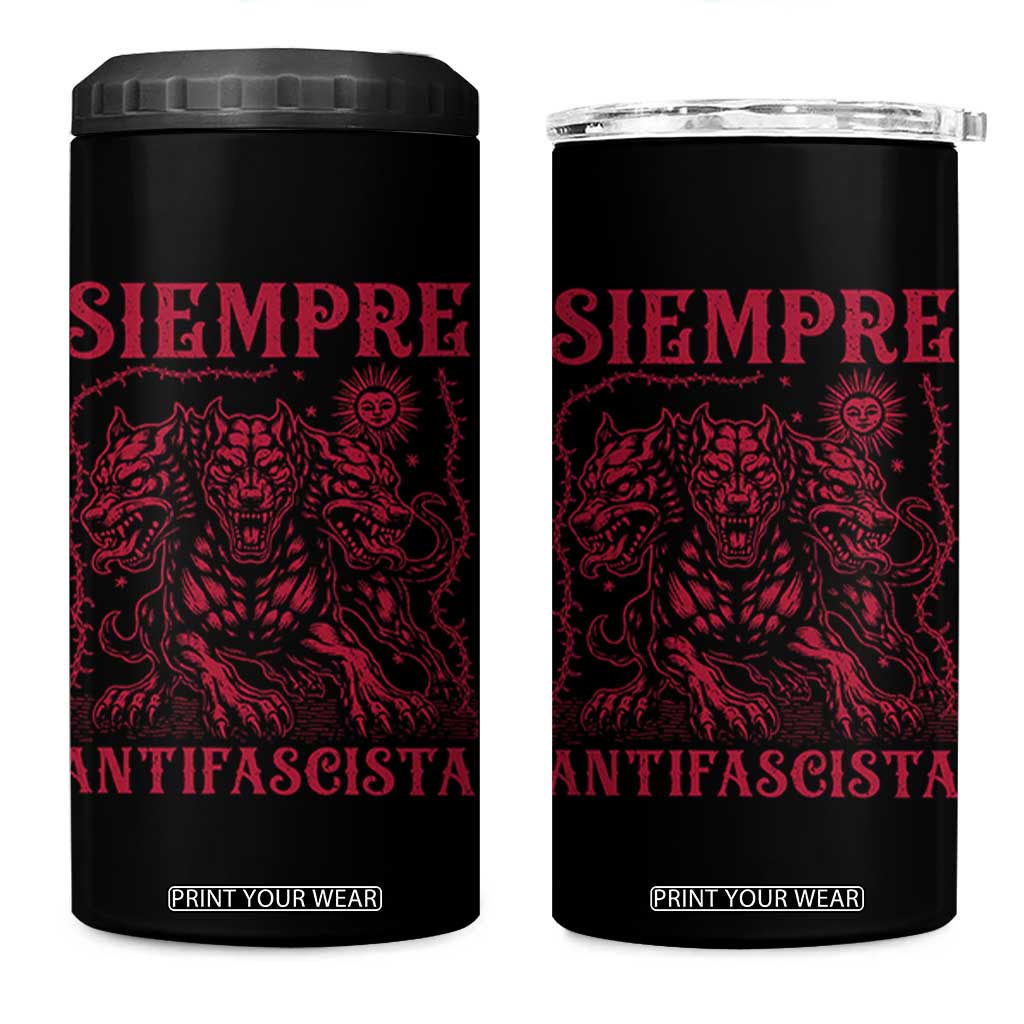 Siempre Antifascista 4 in 1 Can Cooler Tumbler Anti Fascism Protest Vintage Hydra Dog TS11 One Size: 16 oz Black Print Your Wear