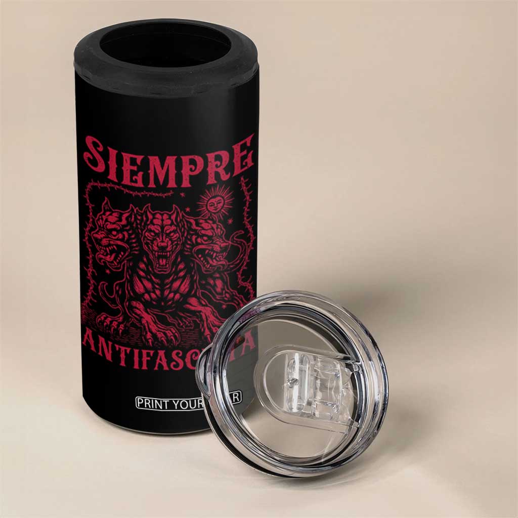 Siempre Antifascista 4 in 1 Can Cooler Tumbler Anti Fascism Protest Vintage Hydra Dog TS11 Print Your Wear