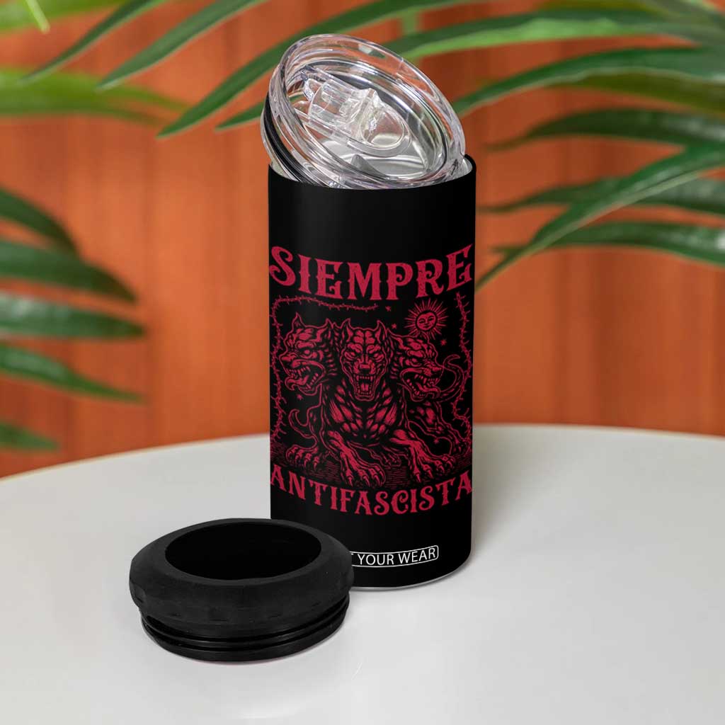 Siempre Antifascista 4 in 1 Can Cooler Tumbler Anti Fascism Protest Vintage Hydra Dog TS11 Print Your Wear