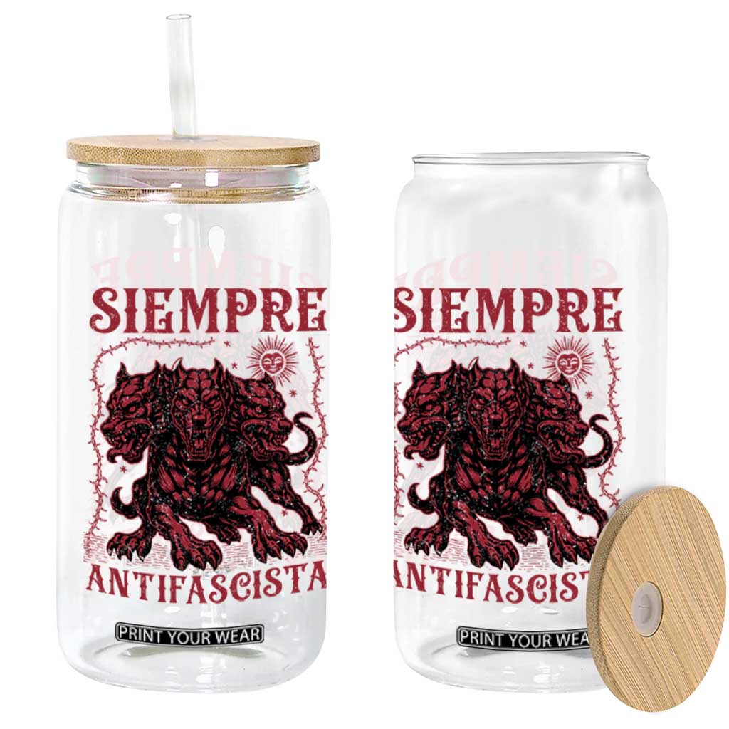 Siempre Antifascista Glass Can Anti Fascism Protest Vintage Hydra Dog TS11 Print Your Wear