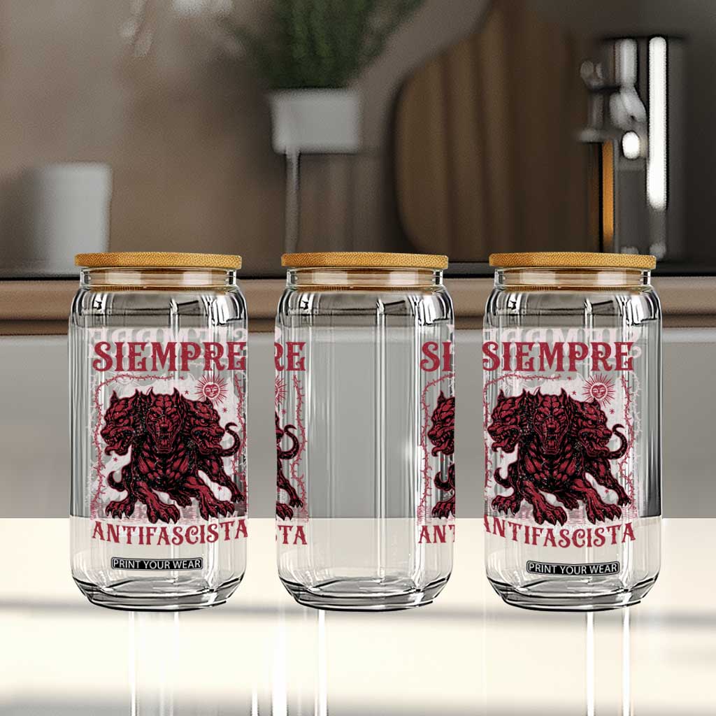 Siempre Antifascista Glass Can Anti Fascism Protest Vintage Hydra Dog TS11 Print Your Wear