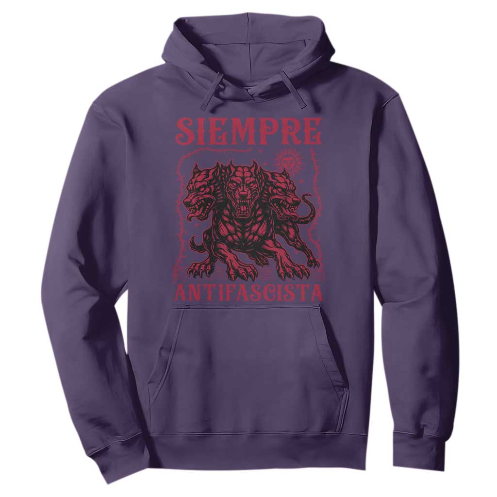 Siempre Antifascista Hoodie Anti Fascism Protest Vintage Hydra Dog TS11 Purple Print Your Wear