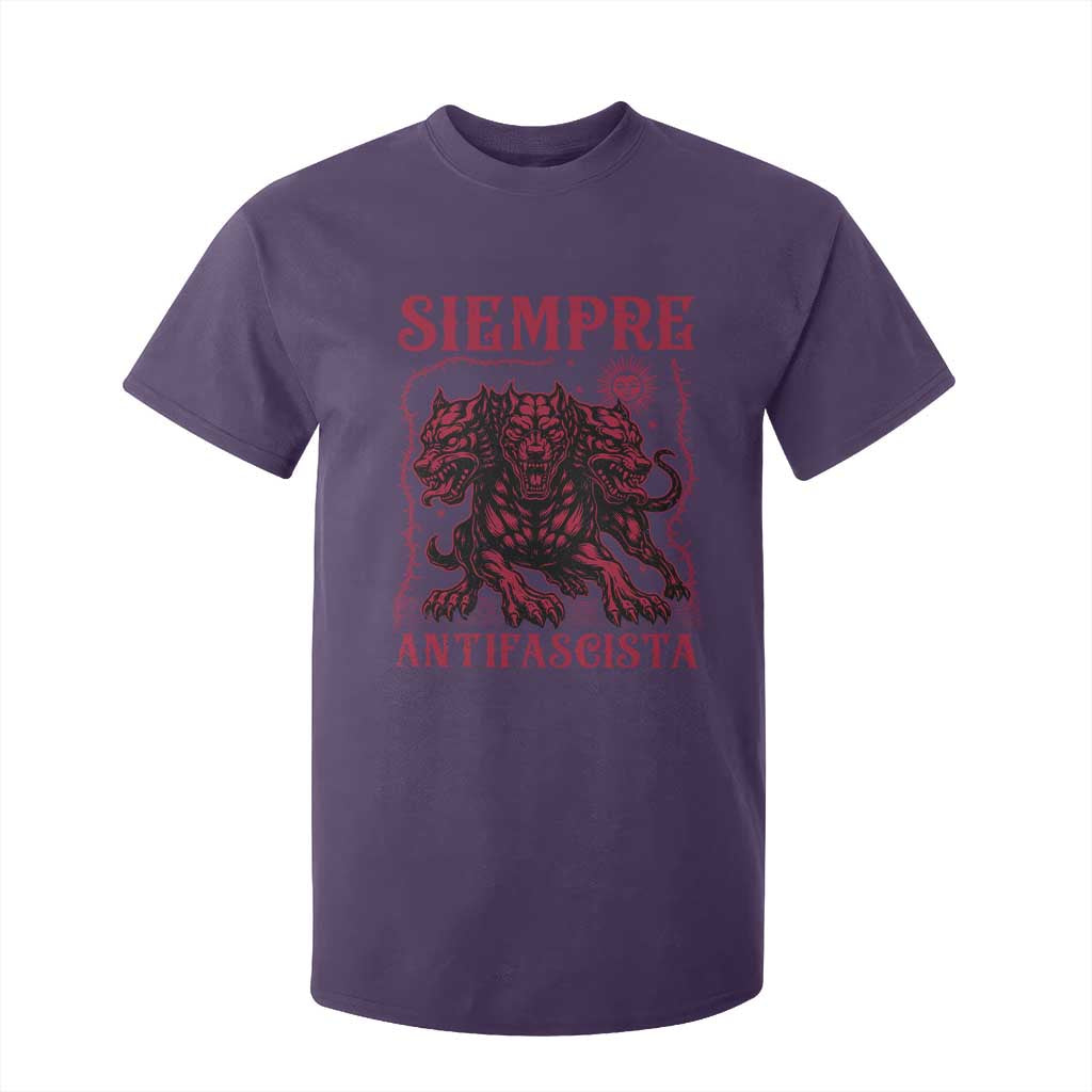 Siempre Antifascista T Shirt For Kid Anti Fascism Protest Vintage Hydra Dog TS11 Purple Print Your Wear