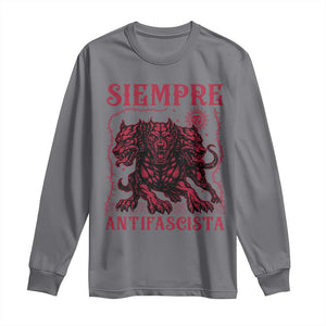 Siempre Antifascista Long Sleeve Shirt Anti Fascism Protest Vintage Hydra Dog TS11 Charcoal Print Your Wear
