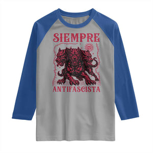 Siempre Antifascista Raglan Shirt Anti Fascism Protest Vintage Hydra Dog TS11 Sport Gray Royal Print Your Wear