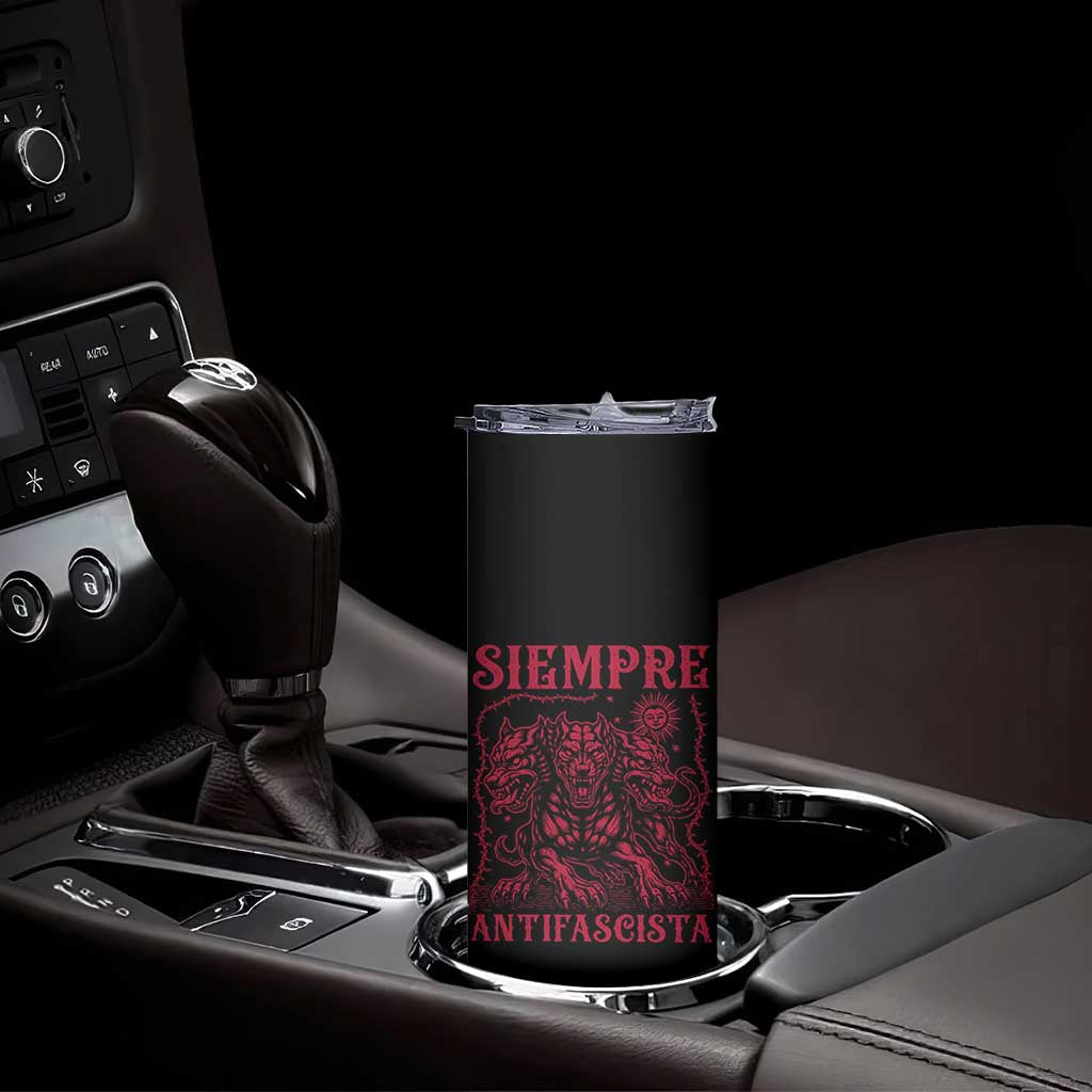 Siempre Antifascista Skinny Tumbler Anti Fascism Protest Vintage Hydra Dog TS11 Print Your Wear