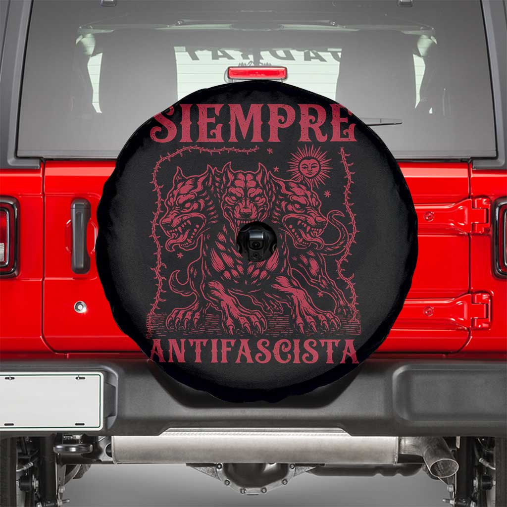 Siempre Antifascista Spare Tire Cover Anti Fascism Protest Vintage Hydra Dog TS11 Black Print Your Wear