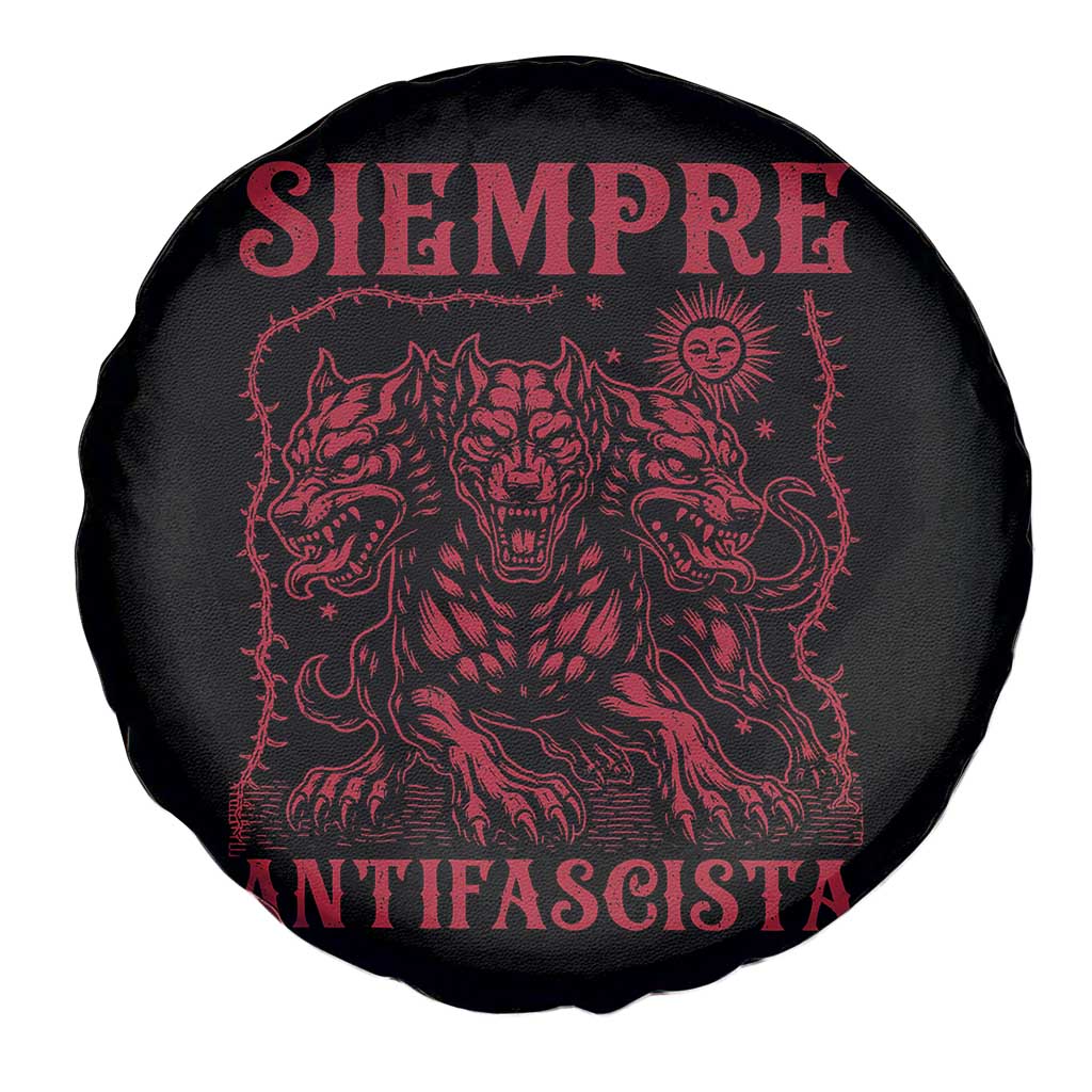 Siempre Antifascista Spare Tire Cover Anti Fascism Protest Vintage Hydra Dog TS11 Print Your Wear