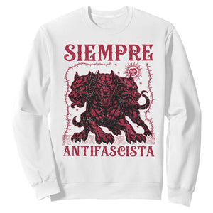 Siempre Antifascista Sweatshirt Anti Fascism Protest Vintage Hydra Dog TS11 White Print Your Wear