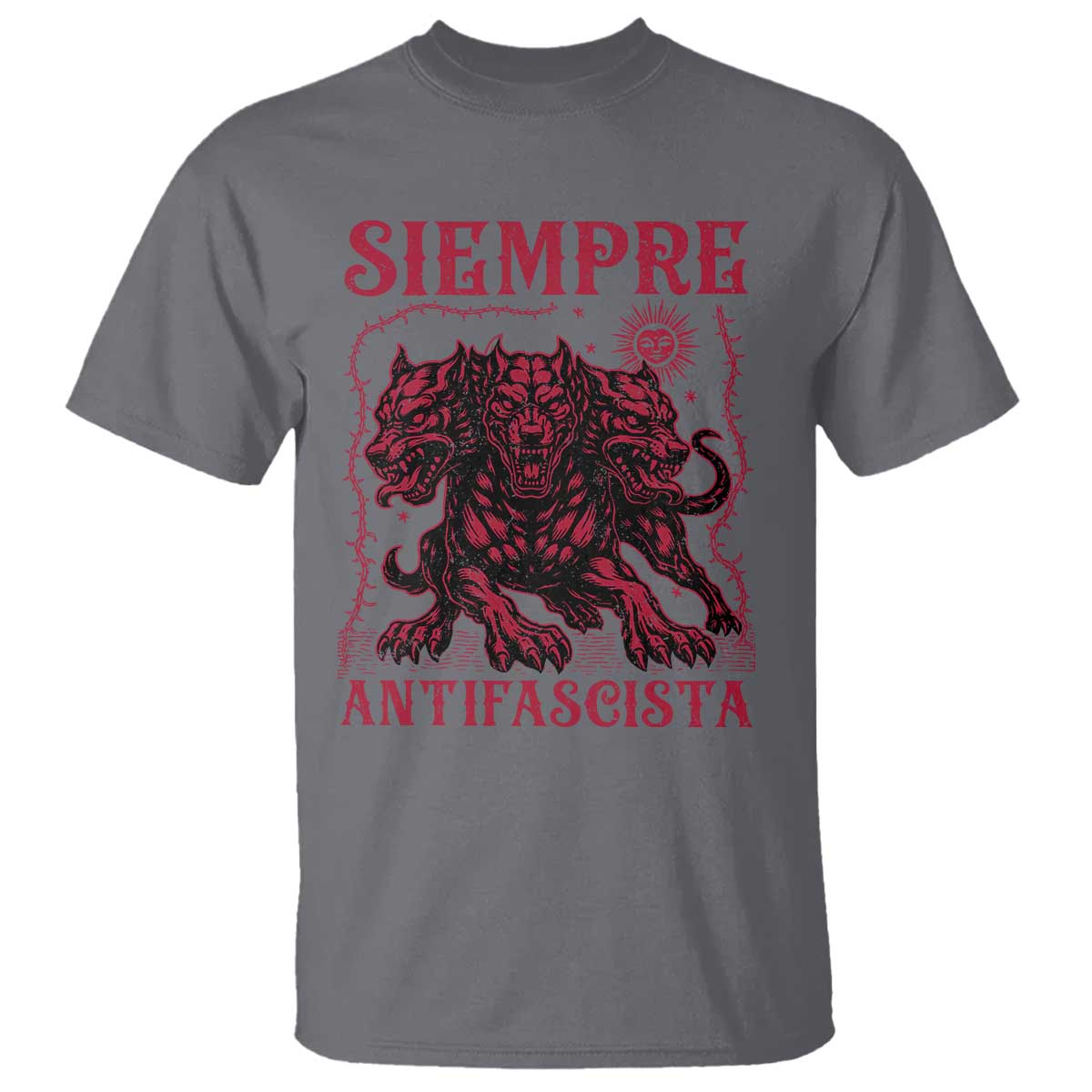 Siempre Antifascista T Shirt Anti Fascism Protest Vintage Hydra Dog TS11 Charcoal Print Your Wear
