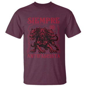 Siempre Antifascista T Shirt Anti Fascism Protest Vintage Hydra Dog TS11 Maroon Print Your Wear