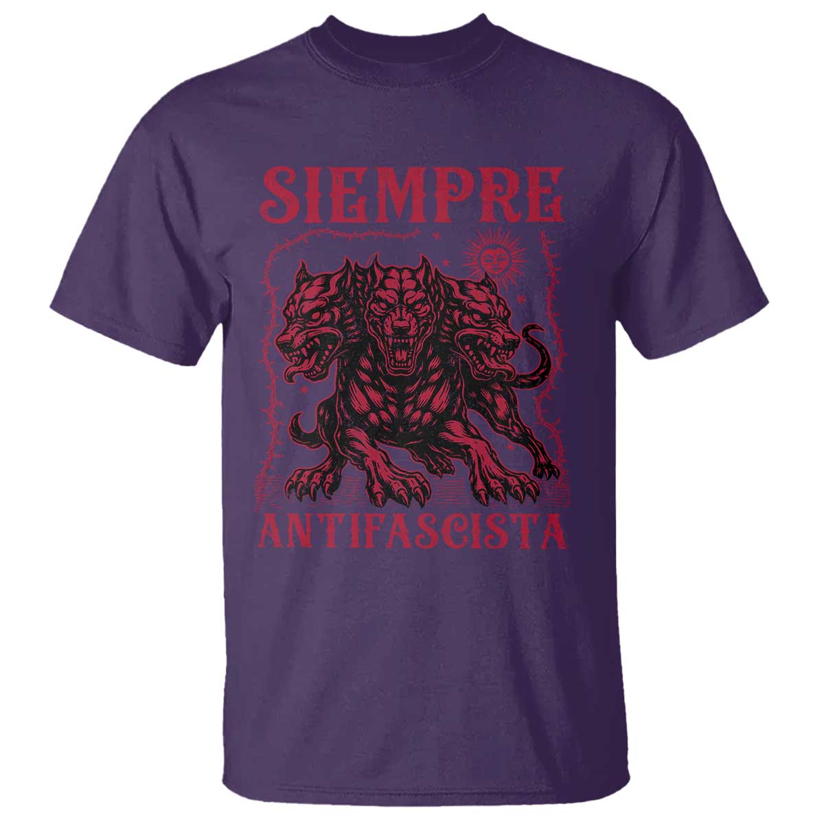 Siempre Antifascista T Shirt Anti Fascism Protest Vintage Hydra Dog TS11 Purple Print Your Wear