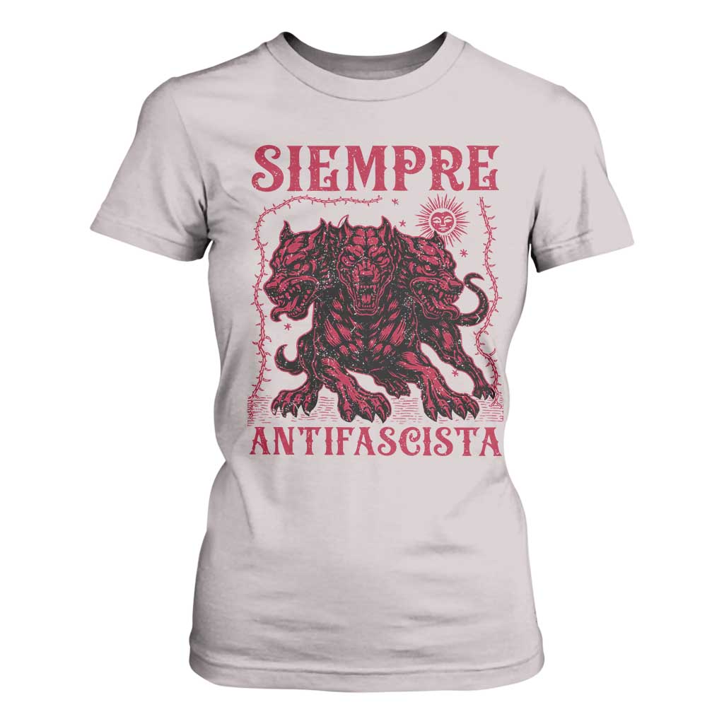 Siempre Antifascista T Shirt For Women Anti Fascism Protest Vintage Hydra Dog TS11 Ice Gray Print Your Wear